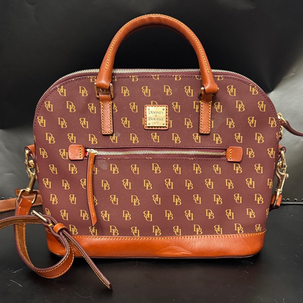 Dooney & Bourke Maroon and Brown Monogram Handbag